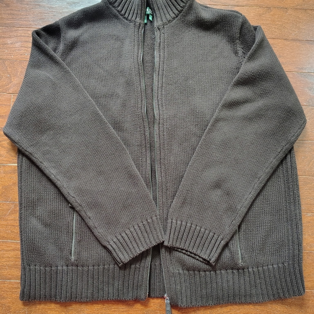 Ralph Lauren Women's Dark Brown Zip-Up Cardigan